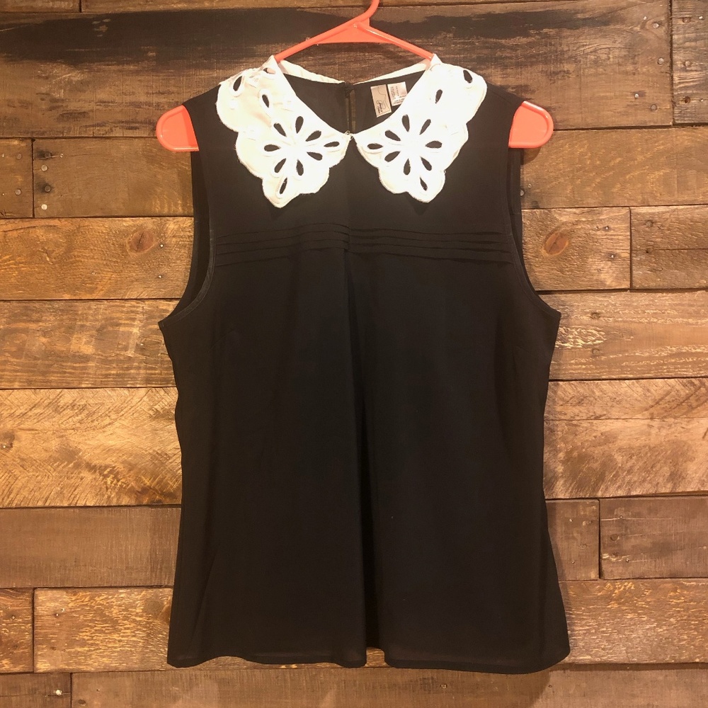Black Tank Top with Peter Pan Collar